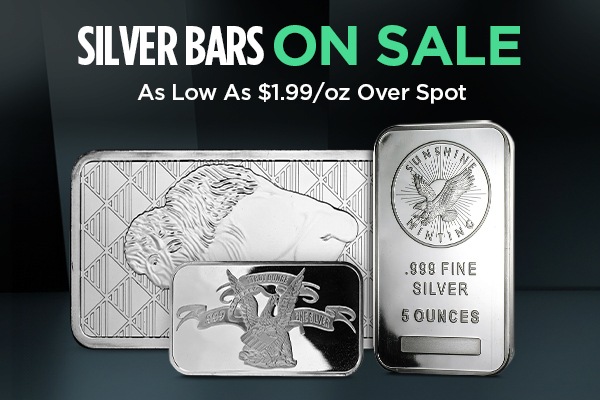 Silver Bars On Sale | As Low As $1.99/oz Over Spot