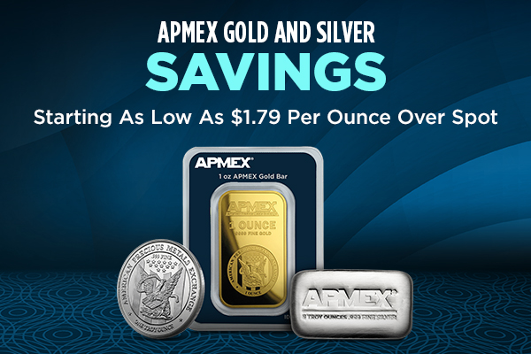 APMEX Gold and Silver Savings | Starting As Low As $1.79 Per Ounce Over Spot