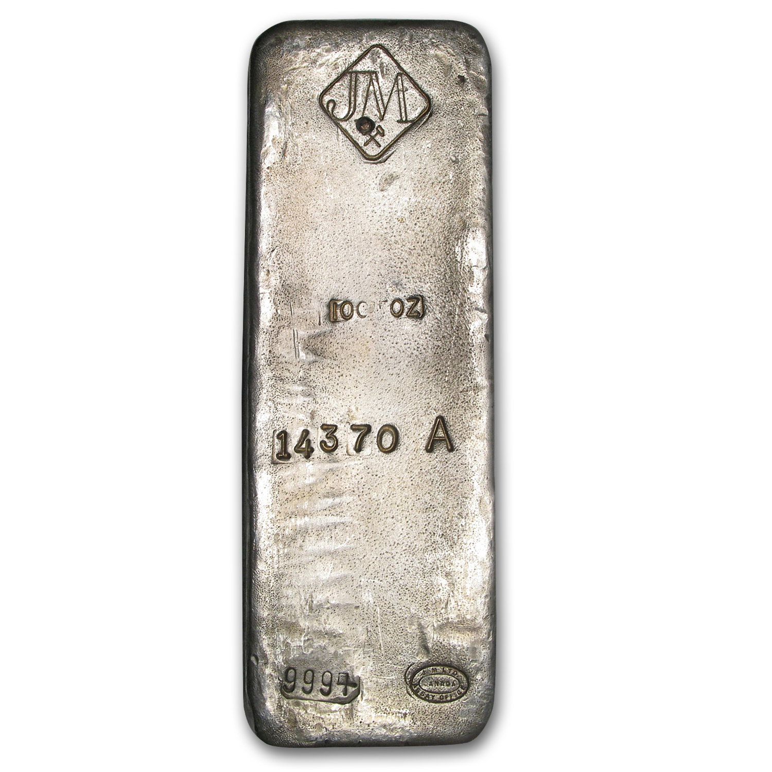 johnson matthey 100 oz silver bar serial number 48557