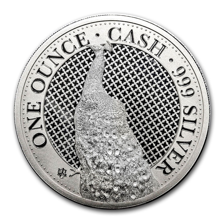 2020 St. Helena 1 oz Silver £1 Cash India Wildlife: The Peacock – SKU#199101