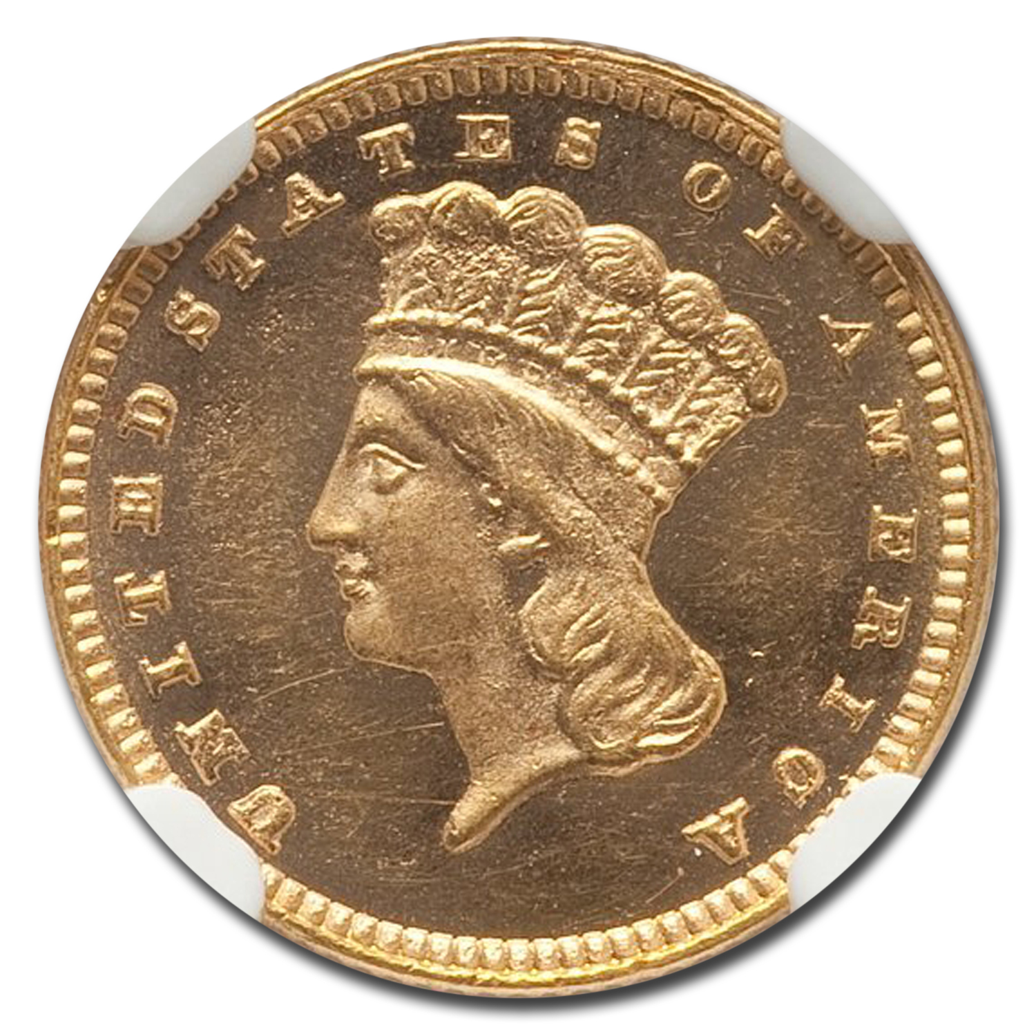 1877 $1 Indian Head Gold MS-64* NGC (DPL)