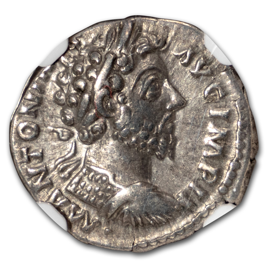 Roman AR Denarius Marcus Aurelius XF NGC (Colosseum Hoard Vault) – SKU#220229