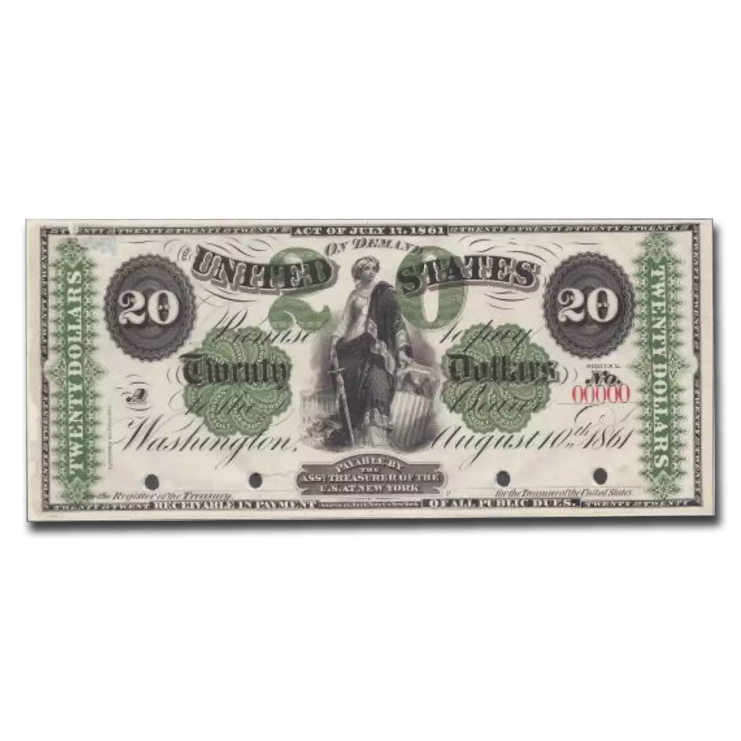 1861 $20.00 Demand Note - New York Proof PMG (Fr#11)