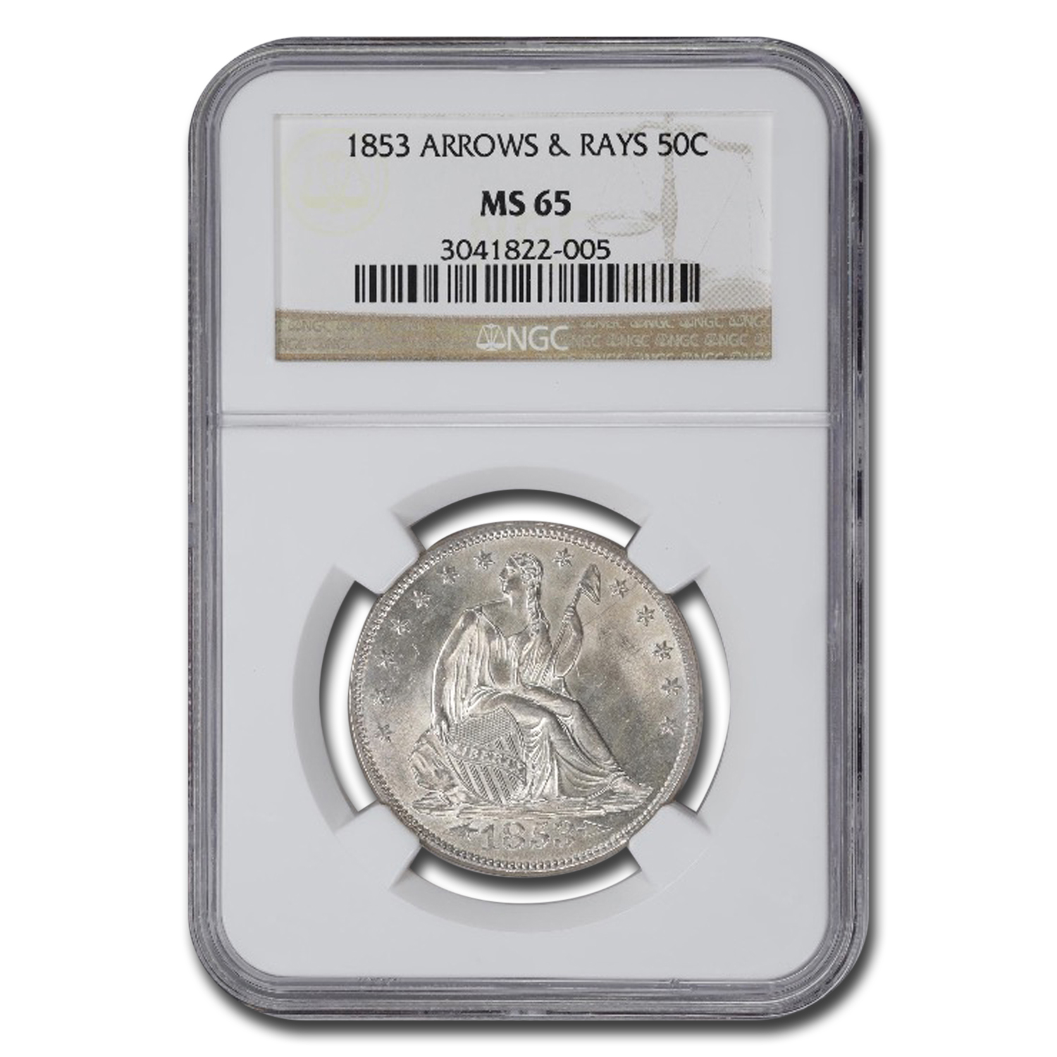 1853 Liberty Seated Half Dollar MS-65 NGC (Arrows & Rays)