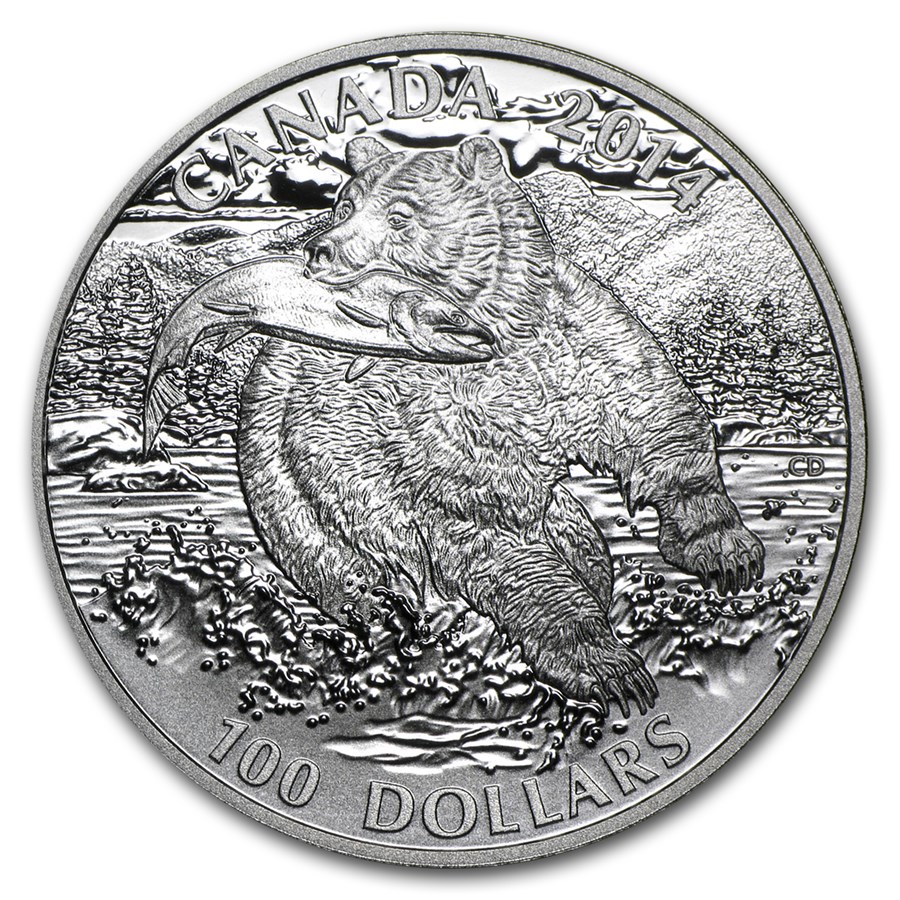 2014 Canada 1 oz Silver 100 The Grizzly Bear Capsule 