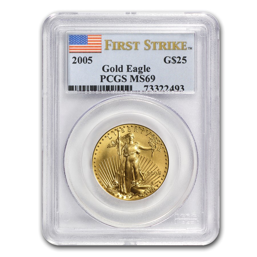 1/2 oz Gold American Eagle MS69 PCGS (Random Year) 1/2 oz Gold