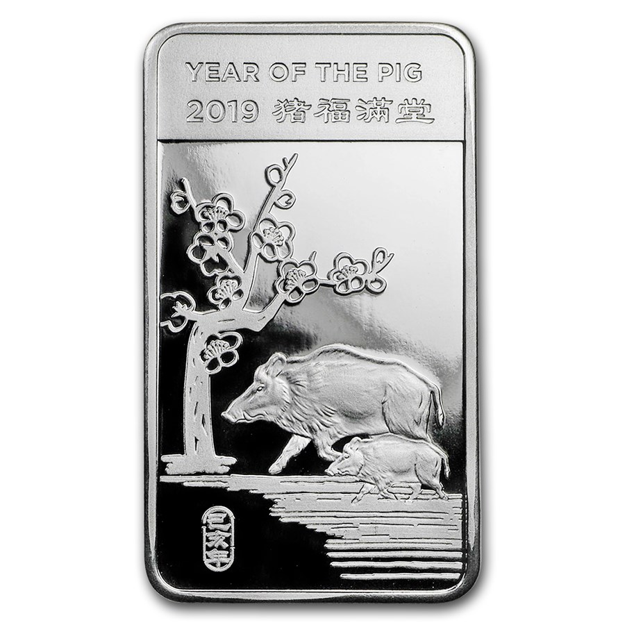 1/2 oz Silver Bar - APMEX (2019 Year of the Pig)