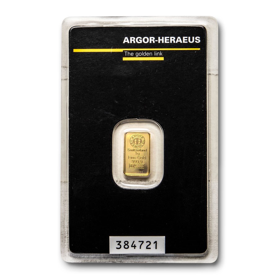 1 gram Gold Bar - Argor-Heraeus (In Assay)