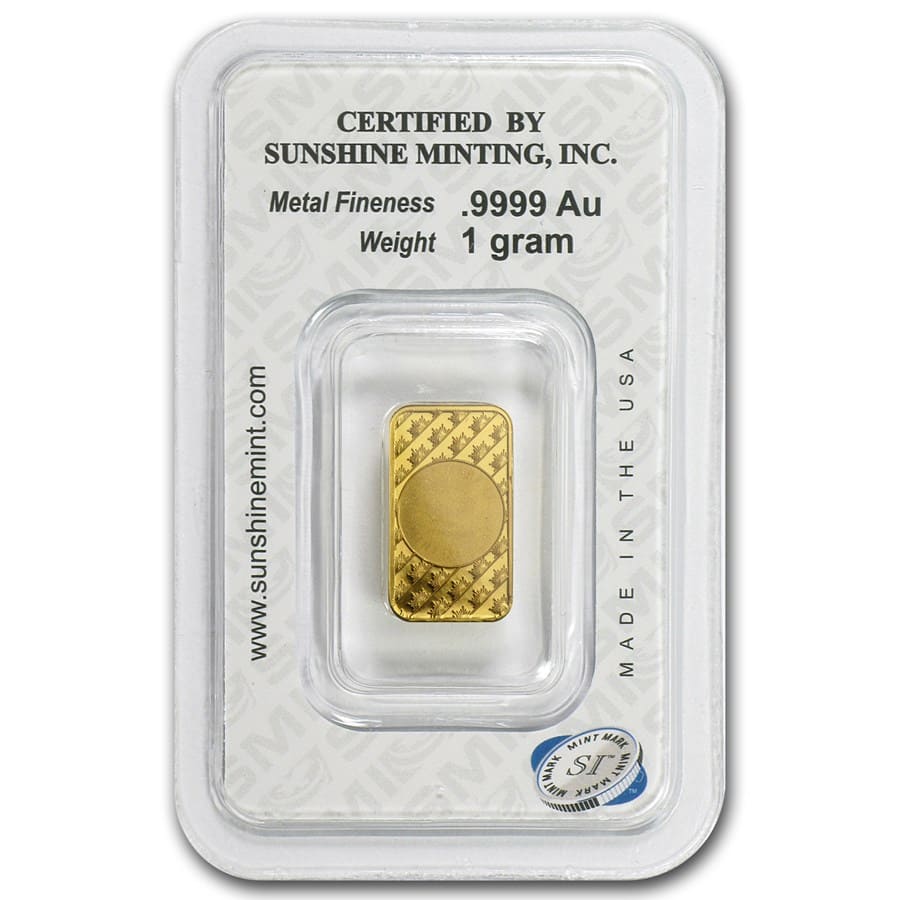 Buy 1 Gram Gold Bar - Sunshine Minting New Design (In TEP Packaging ...