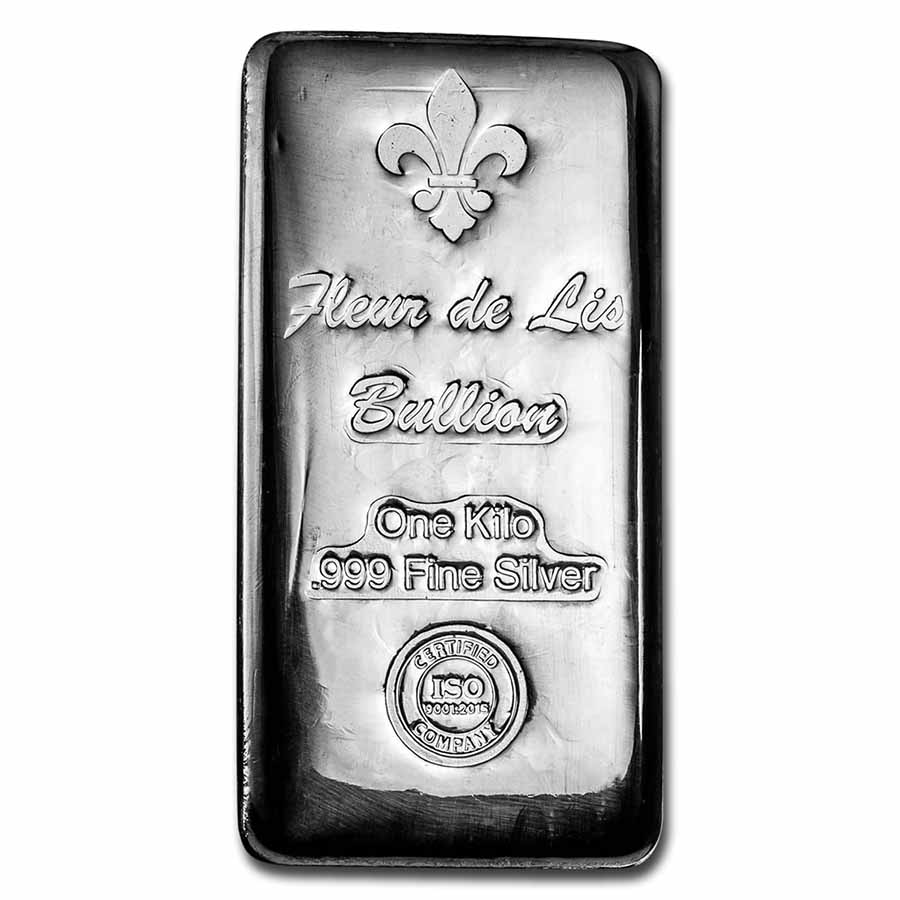 Buy 1 Kilo Cast-Poured Silver Bar - Fleur de Lis Bullion | APMEX