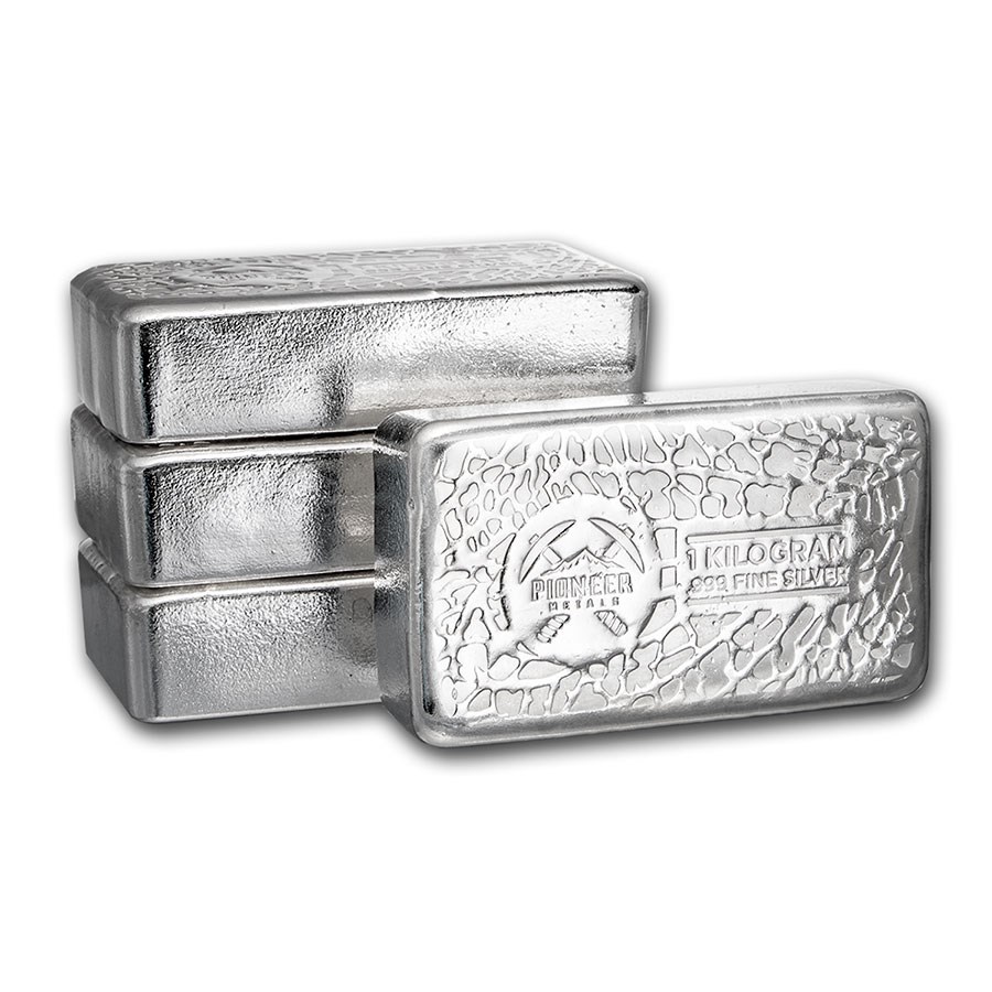 1 kilo Cast-Poured Silver Bar - Pioneer Metals