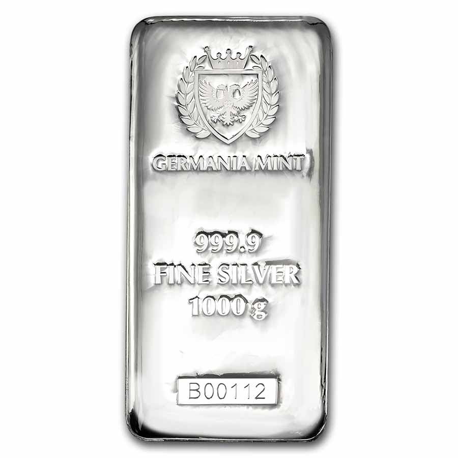 Buy 1 kilo Silver Bar - Germania Mint (1000 gram, Serialized) | APMEX