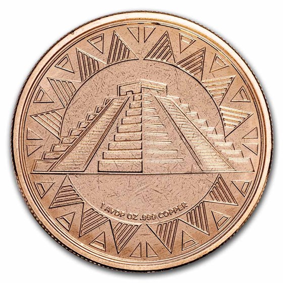 Buy 1 oz Copper Round Aztec Calendar and Pyramid APMEX