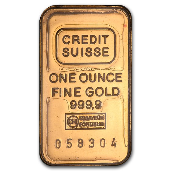 Buy 1 oz Gold Bar - Credit Suisse (Deak-Perera, In Assay) | APMEX