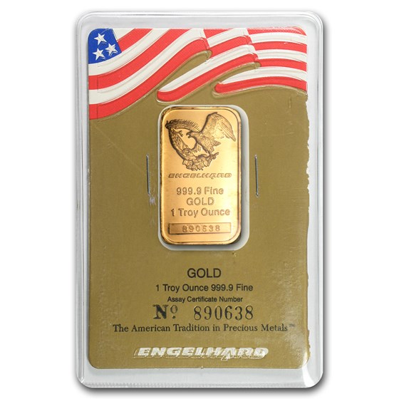 Buy 1 oz Gold Bar - Engelhard ('Eagle' logo, In Assay) | APMEX