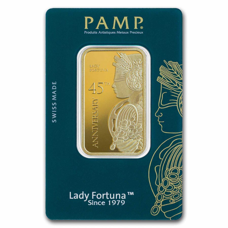 1 oz Gold Bar - PAMP Lady Fortuna 45th Anniversary (In Assay)