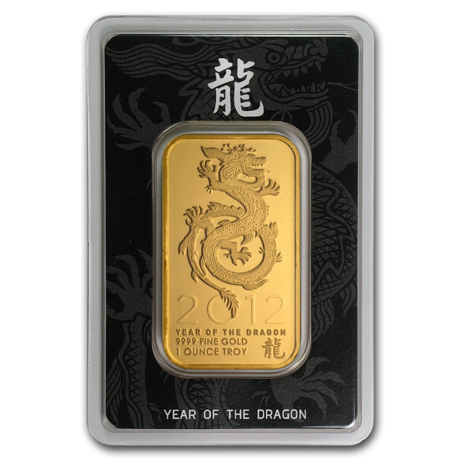 Buy 1 oz Gold Bar Year of the Dragon (In Assay) APMEX
