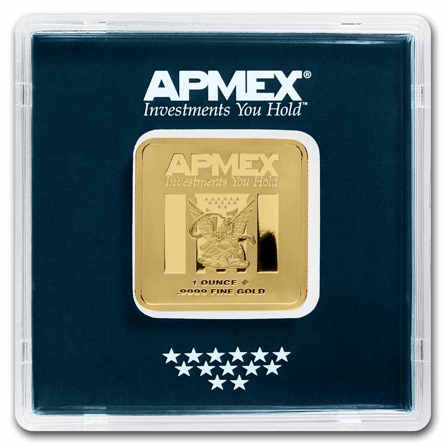 Buy 1 oz Gold Square Bar Geiger Design with Assay APMEX