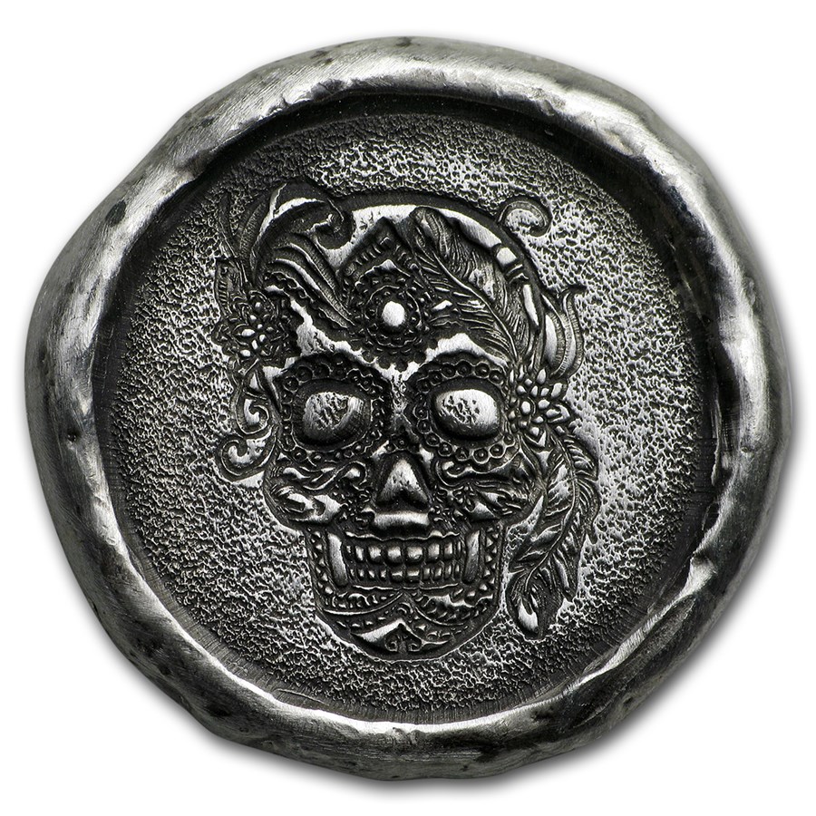 Buy 1 oz Hand Poured Silver Round - Sugar Skull The Flapper | APMEX