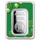 1 oz Silver Bar - APMEX (w/Green Festive Holiday Card, In TEP)