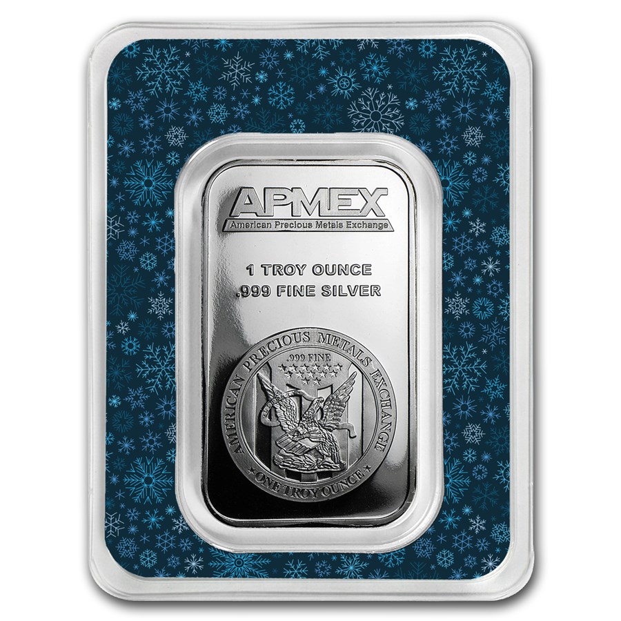 1 oz Silver Bar - APMEX (w/Snowflakes Card, In TEP)