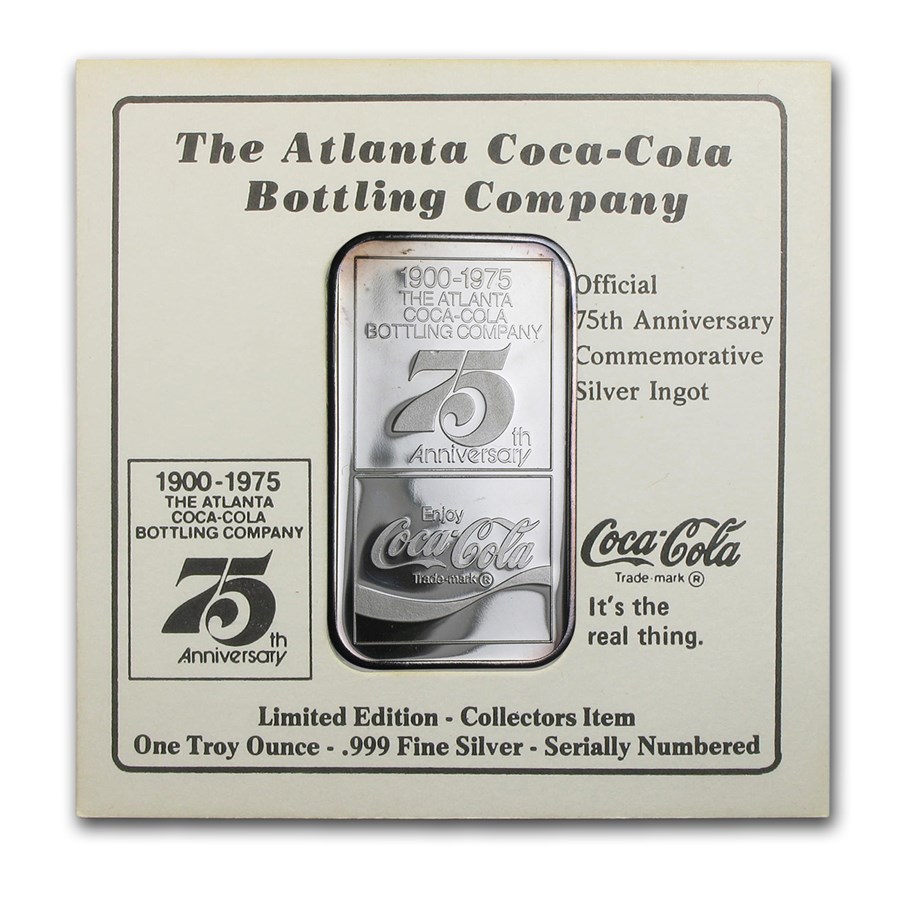 1 oz Silver Bar - Coca Cola (Atlanta, GA, w/Original Case & COA)