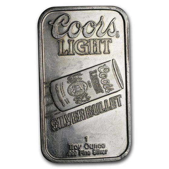 Buy 1 oz Silver Bar - Coors Light Silver Bullet (Abrasions) | APMEX