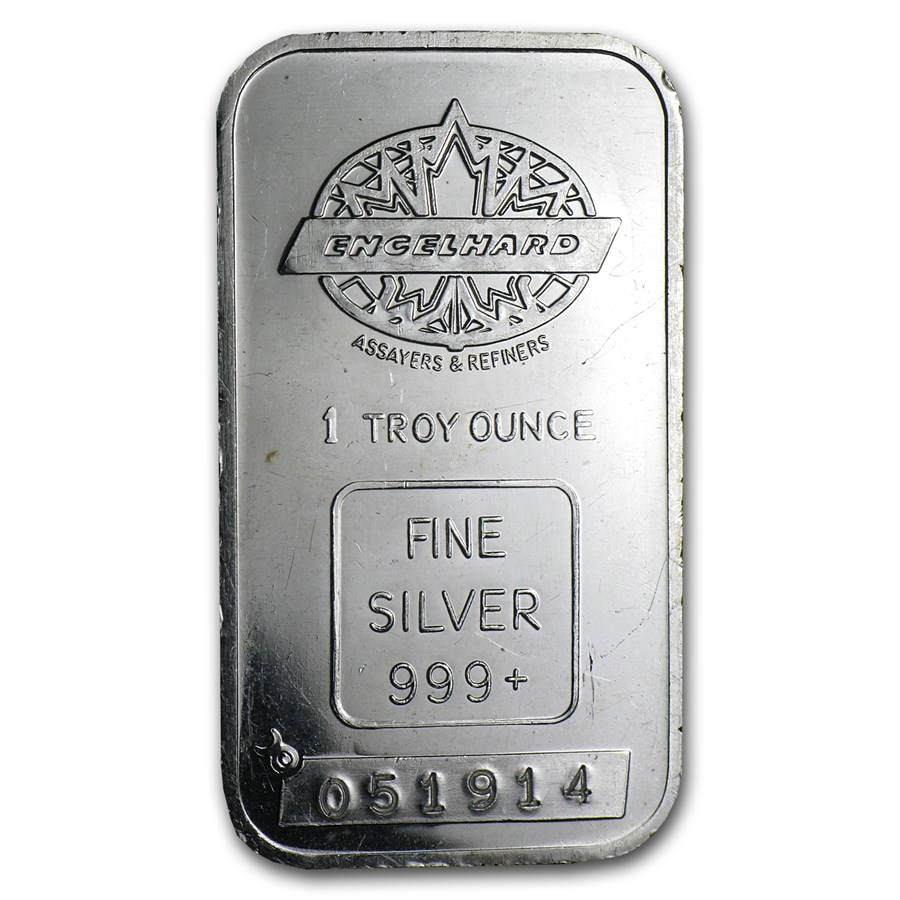 Buy 1 oz Silver Bar - Engelhard (Maple, Smooth, No Border) | APMEX