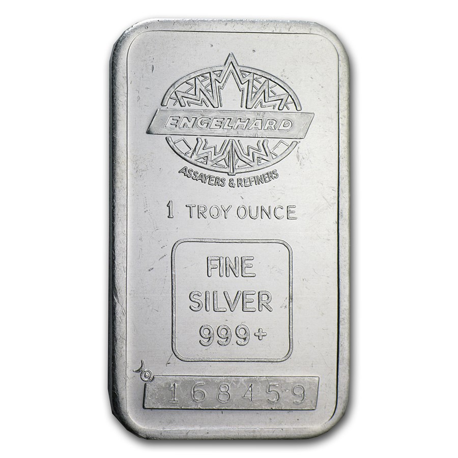 Buy 1 oz Silver Bar - Engelhard (Tall, Maple Design, Smooth, Border ...