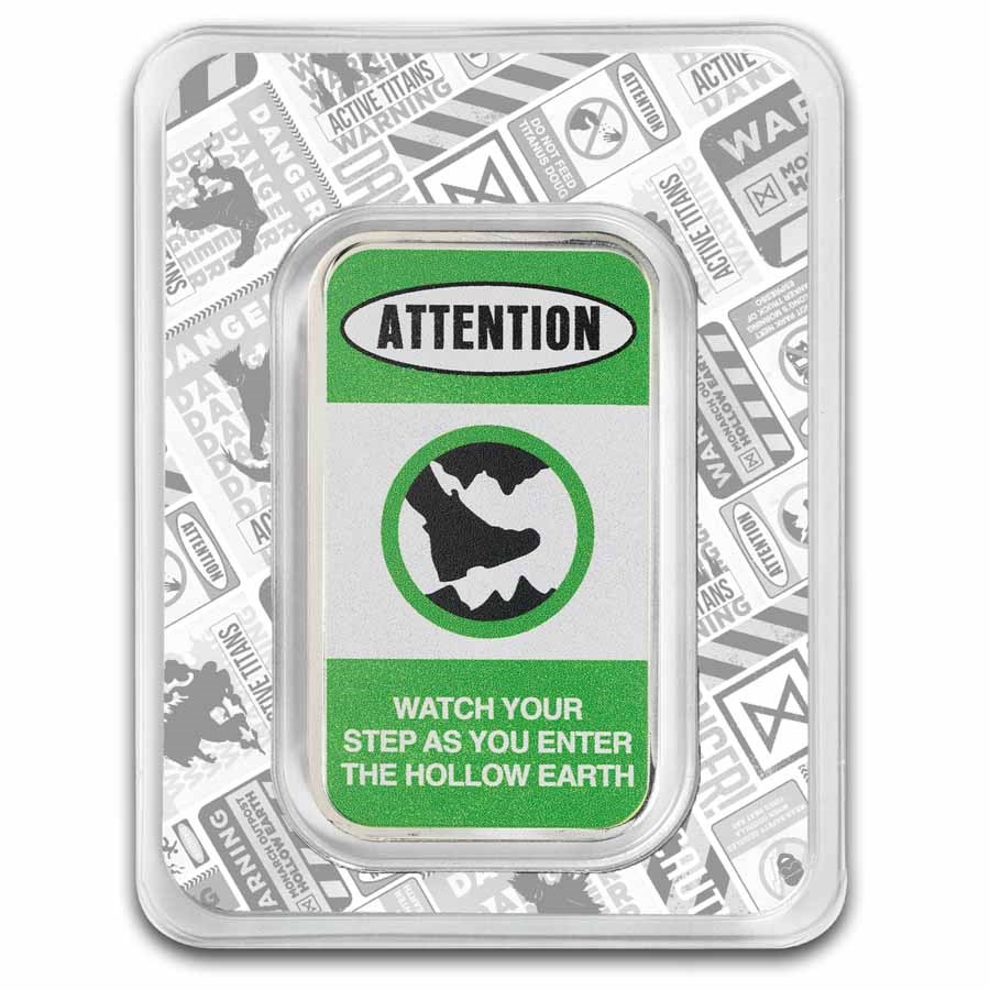 1 oz Silver Bar - Godzilla x Kong - "ATTENTION" Colorized