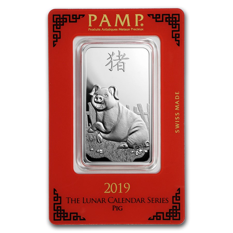 1 oz Silver Bar - PAMP Suisse (Year of the Pig)