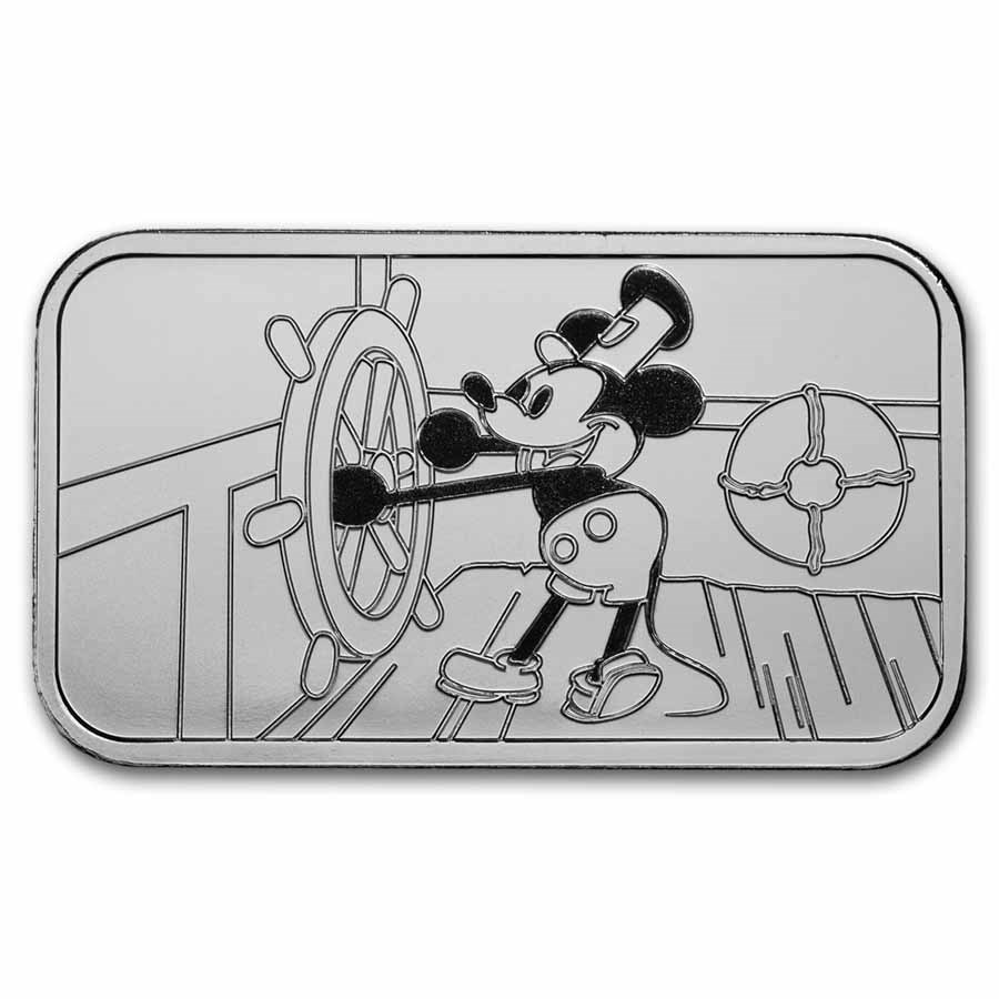 1 oz Silver Bar - Steamboat Willie BU