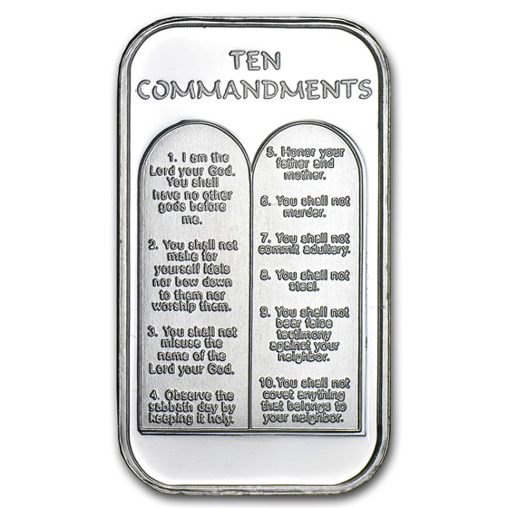 Buy 1 oz Silver Bar - Ten Commandments (w/Box & Capsule) | APMEX