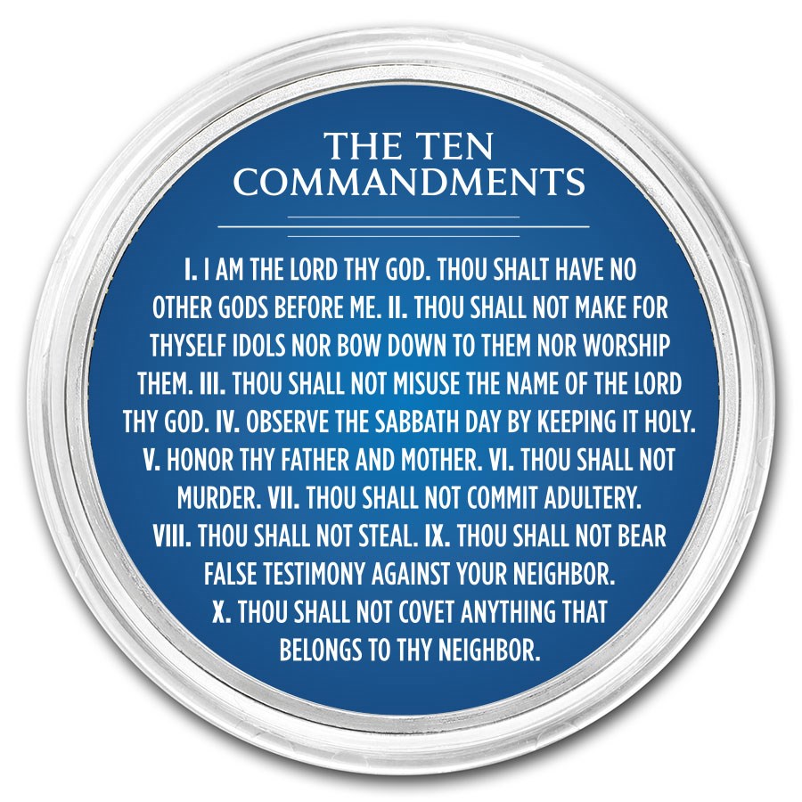 1 oz Silver Colorized Round - APMEX (Ten Commandments, Dark Blue)