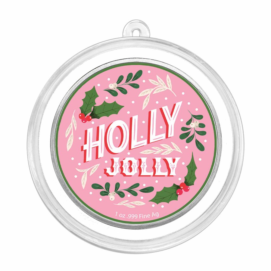 1 oz Silver Colorized Round - Holly Jolly / Merry & Bright