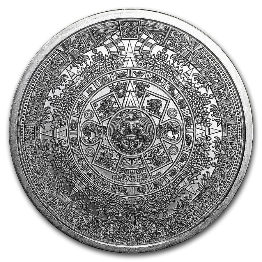 Mixed US Aztec Calendar Cuauhtemoc 1 oz .999 Silver USA Made BU Round