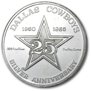 Buy 1 oz Silver Round Dallas Cowboys 25th Anniversary APMEX