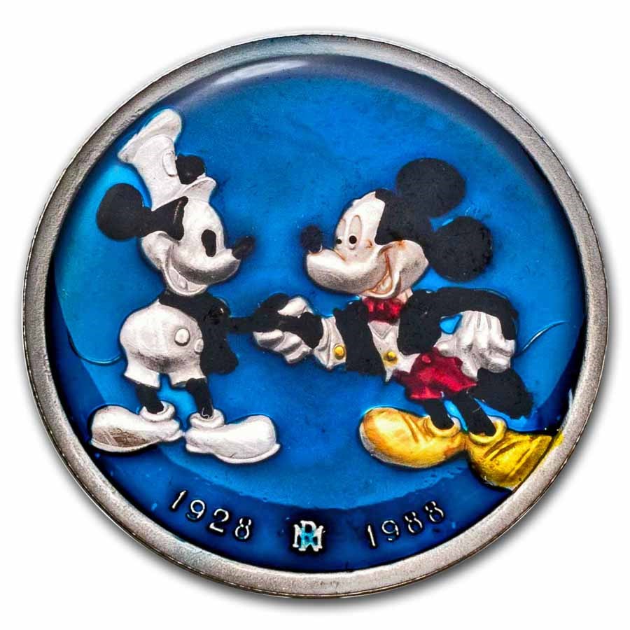 1 oz Silver Round -Mickey 60 Year With You (Random Motif, Enamel)