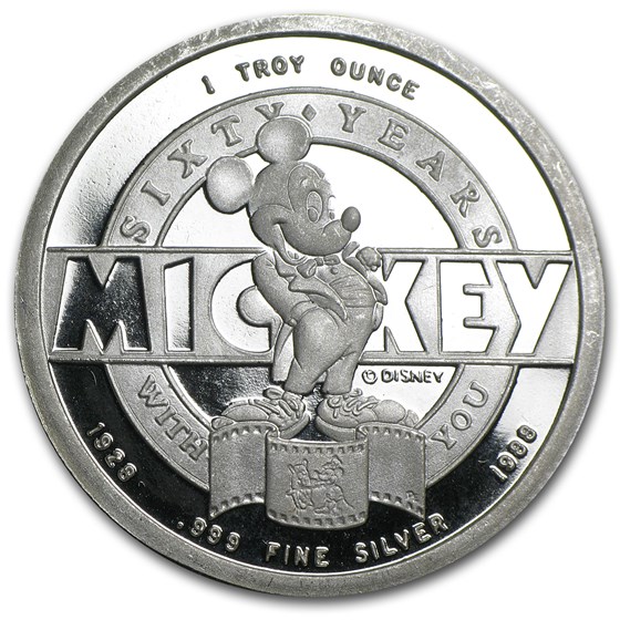 Buy 1 oz Silver Round - Mickey Mouse 60 Years (Proof) | APMEX