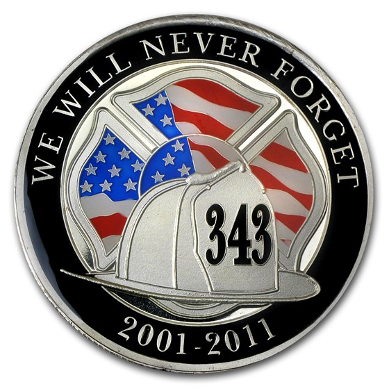 Buy 1 oz Silver Round - We Will Never Forget (Enameled, w/Box & Cap ...