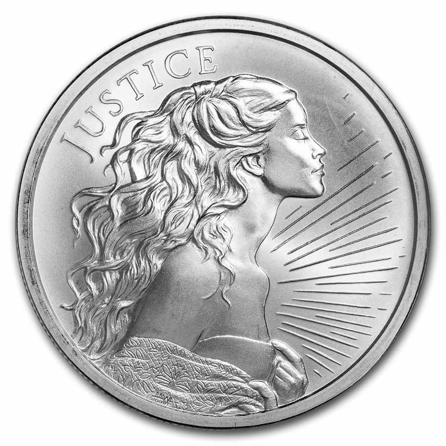 1 oz Silver Shield Round - Justice (Random Year)