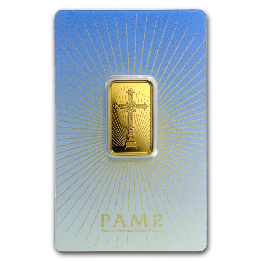 10 gm Gold Bar - PAMP Suisse Religious Series (Romanesque Cross)