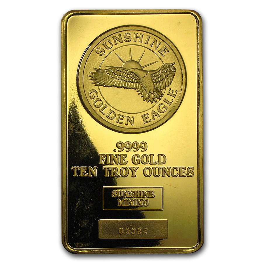 Buy 10 oz Gold Bar - Sunshine Mining (Golden Eagle, Low Serial #24) | APMEX