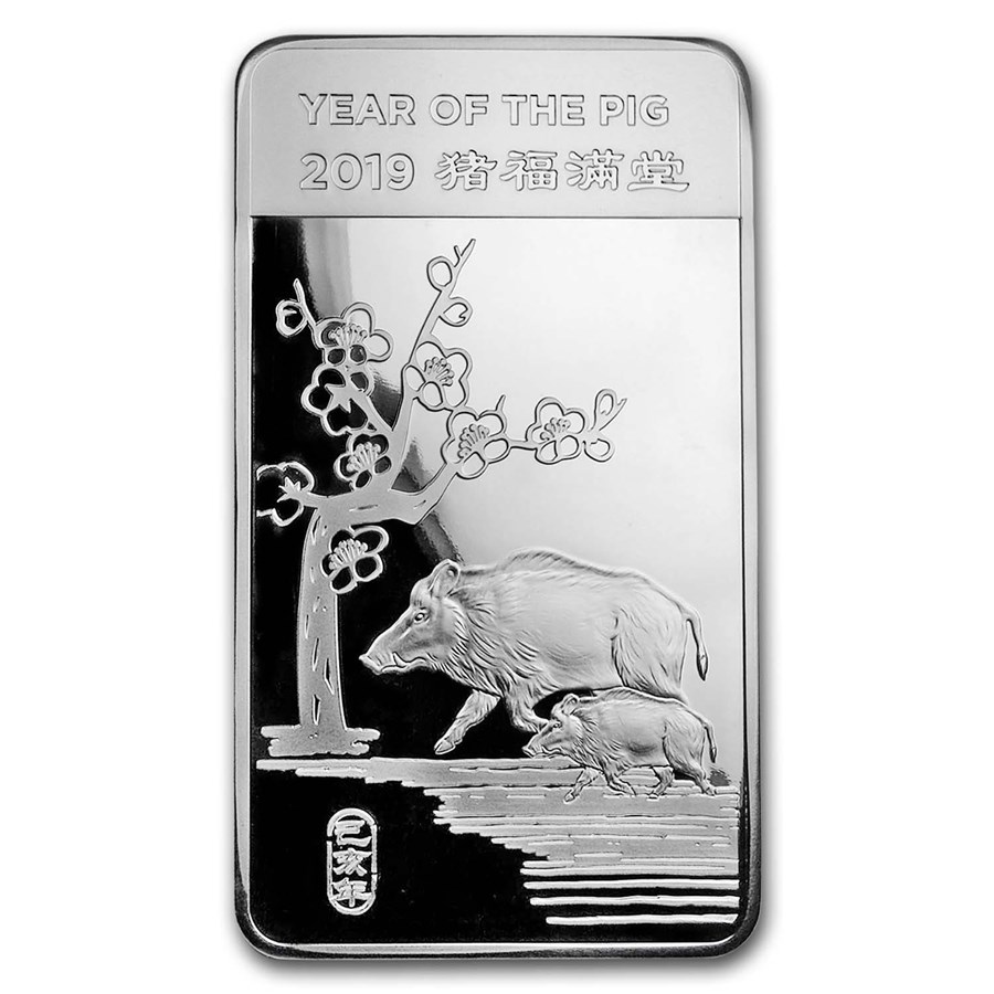 10 oz Silver Bar - APMEX (2019 Year of the Pig)