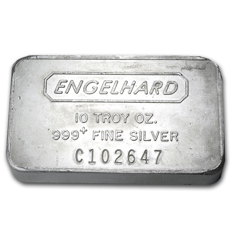 10 oz Silver Bar - Engelhard (Struck, Frosted Back, "C" Prefix)