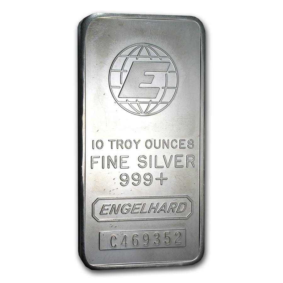 10 oz Silver Bar - Engelhard (Tall, "E" Globe Logo)