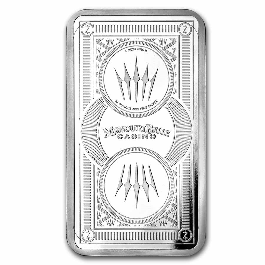 10 oz Silver Bar - Ozark "Missouri Belle Casino" Playing Card