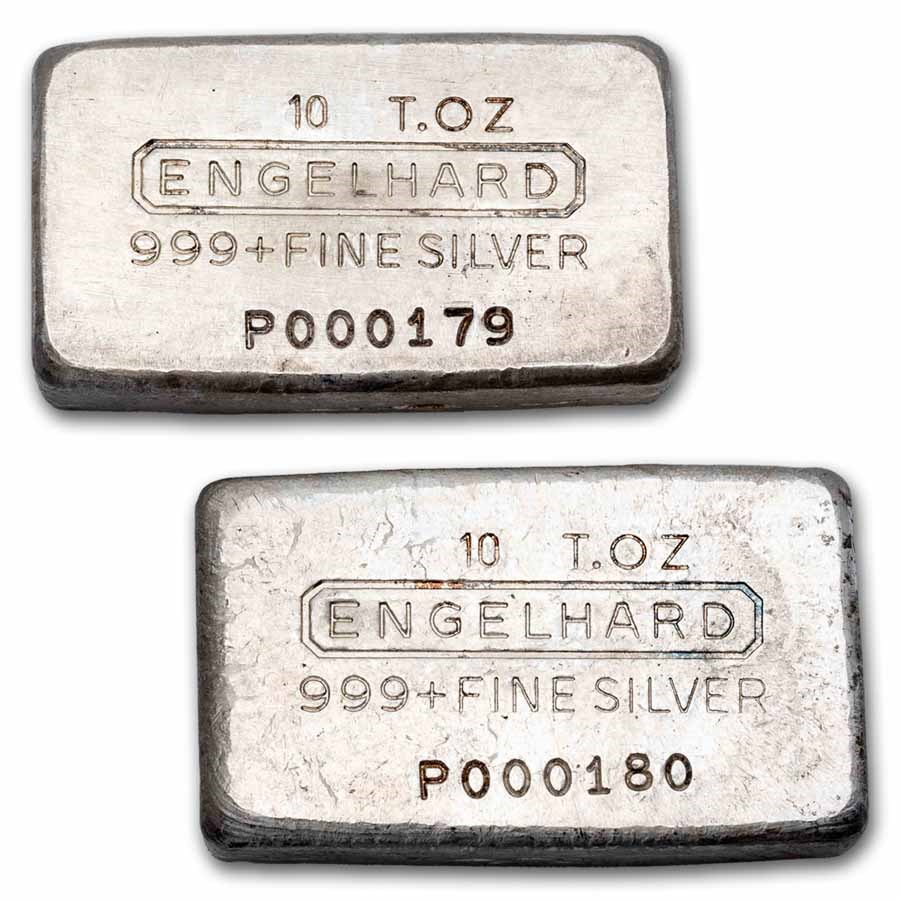 10 oz Silver Bars - Engelhard (6th Gen, "P", Sequential Set)