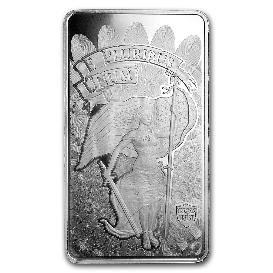 10 oz Silver High Relief Bar - Liberty and Unity