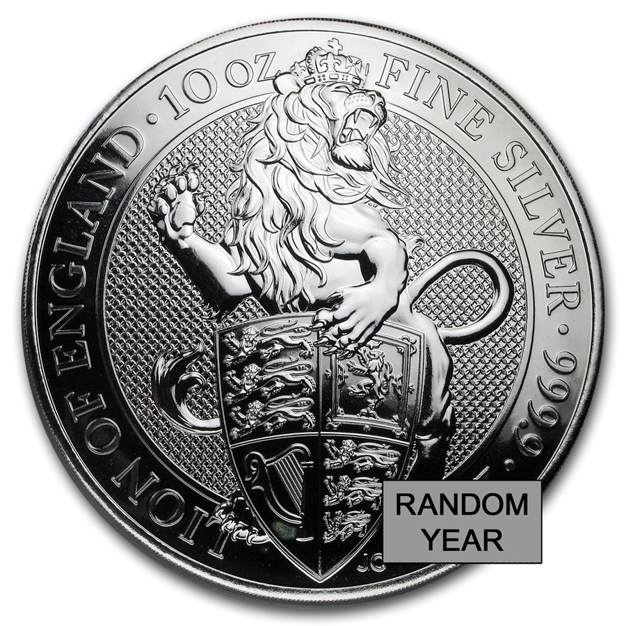 10 oz Silver Queen's Beasts (Random Year, Abrasions)